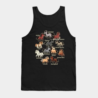 Fun Horse Breeds Design - Equestrian Horse Riding Graphic Tank Top